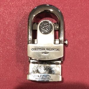 Christian Valentini chrome belt buckle for men button